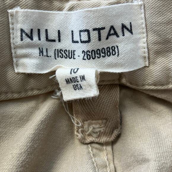 Nili Lotan Shon Pant Curved Barrel Leg Sandstone Beige Tan 10 - Picture 6 of 7